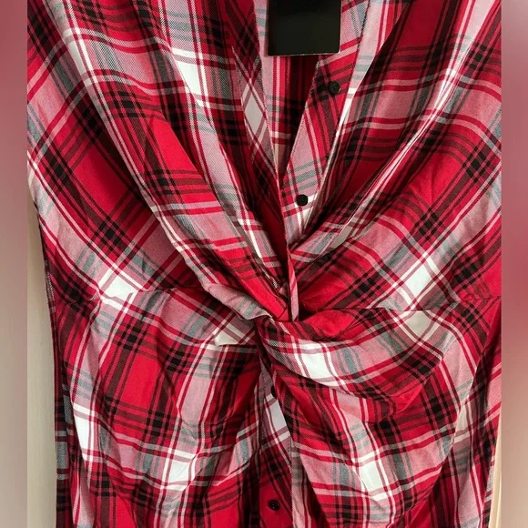 Zara Red White Black The Knot Check Dress - Picture 8 of 14